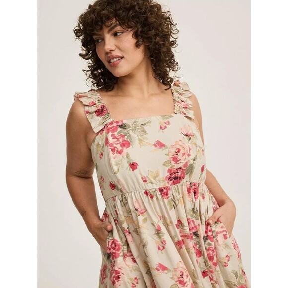 Torrid Maxi Challis Ruffle Strap Tiered Dress Women's Sz 1 1x  Plus size NWT BJ - Picture 5 of 5